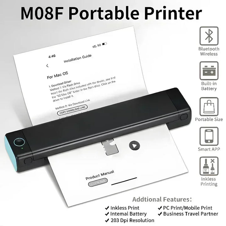 Phomemo M08F - Wireless & Portable Printing Machine Compatible with Smartphone & PC